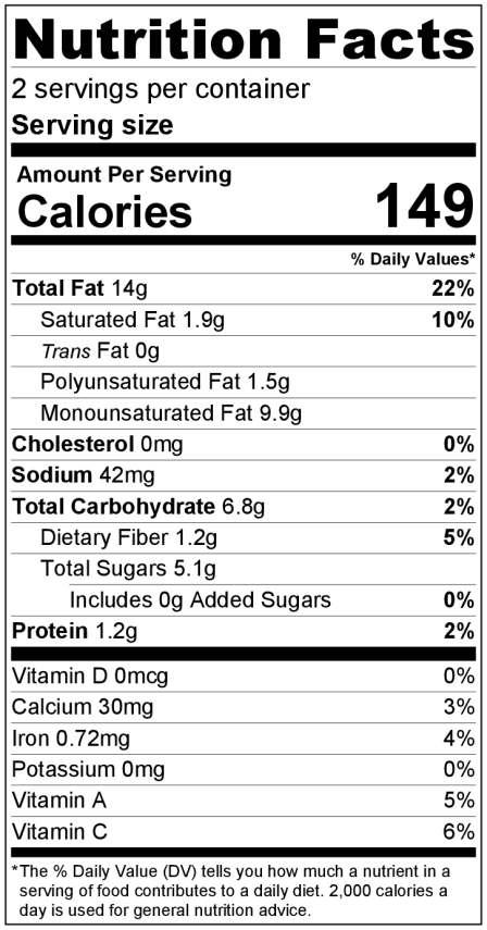 R-B Beet & ArugulaNutritionLabel