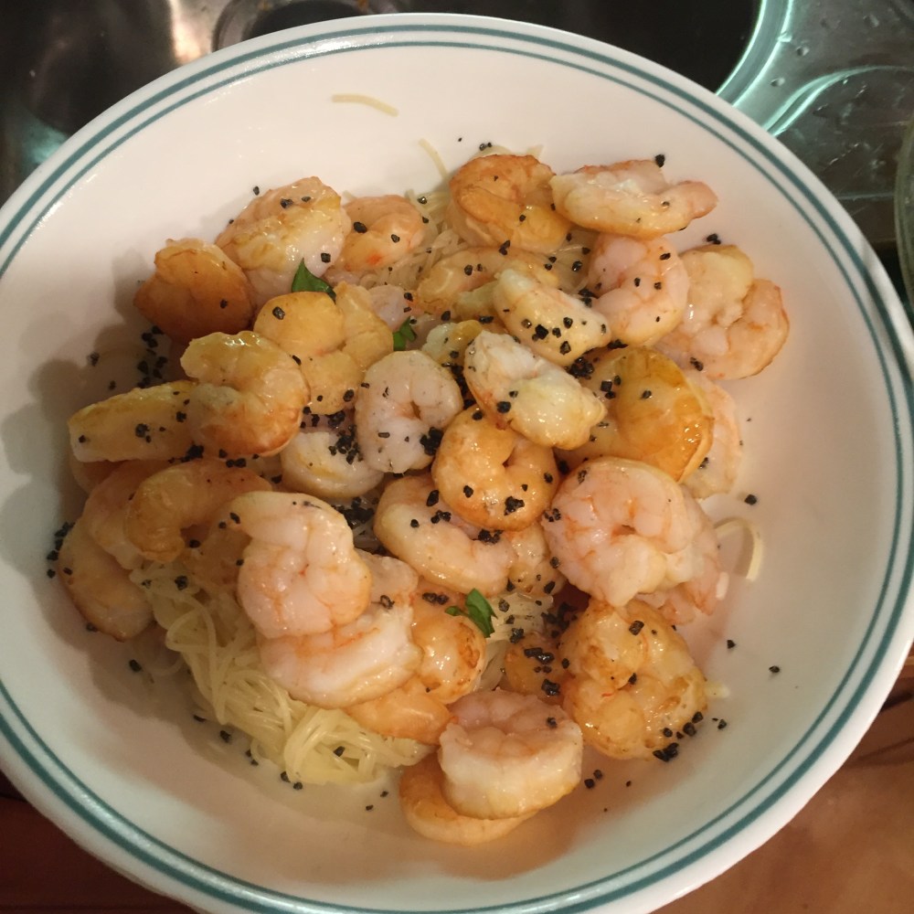 Plank grilled shrimp w summer veggies & pasta - salt