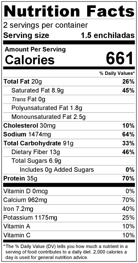 enchiladanutritionlabel