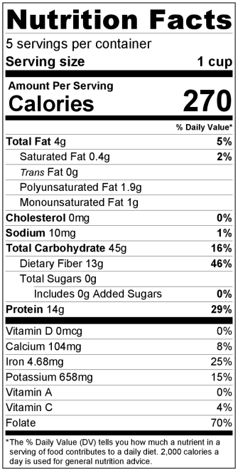 ChickpeaNutritionLabel