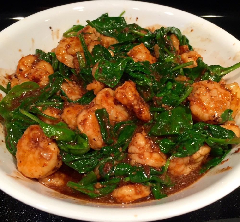 Szechuan Shrimp With Spinach