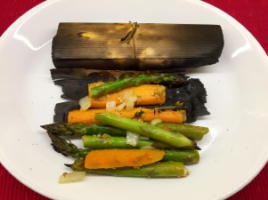 Cedar-Wrapped Asparagus With Carrots